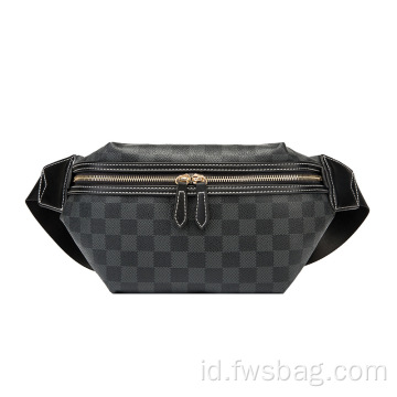 Gaya klasik dan warna paket fanny vintage unisex unisex Black Waterproof Leather Waist Bag